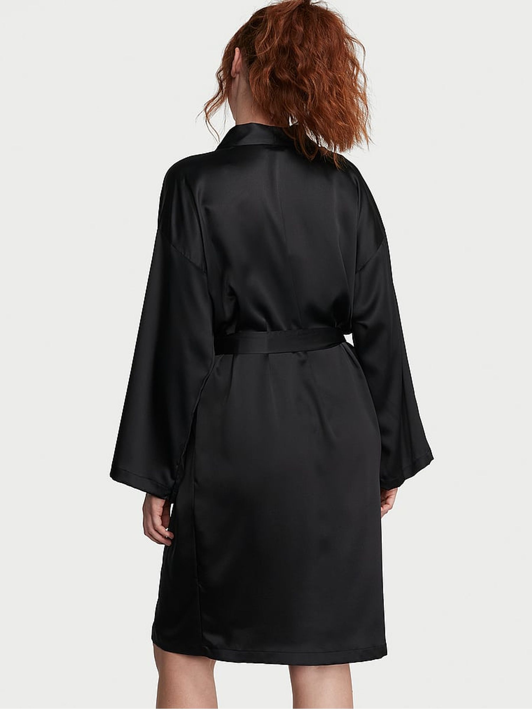 Black Satin Midi Robe