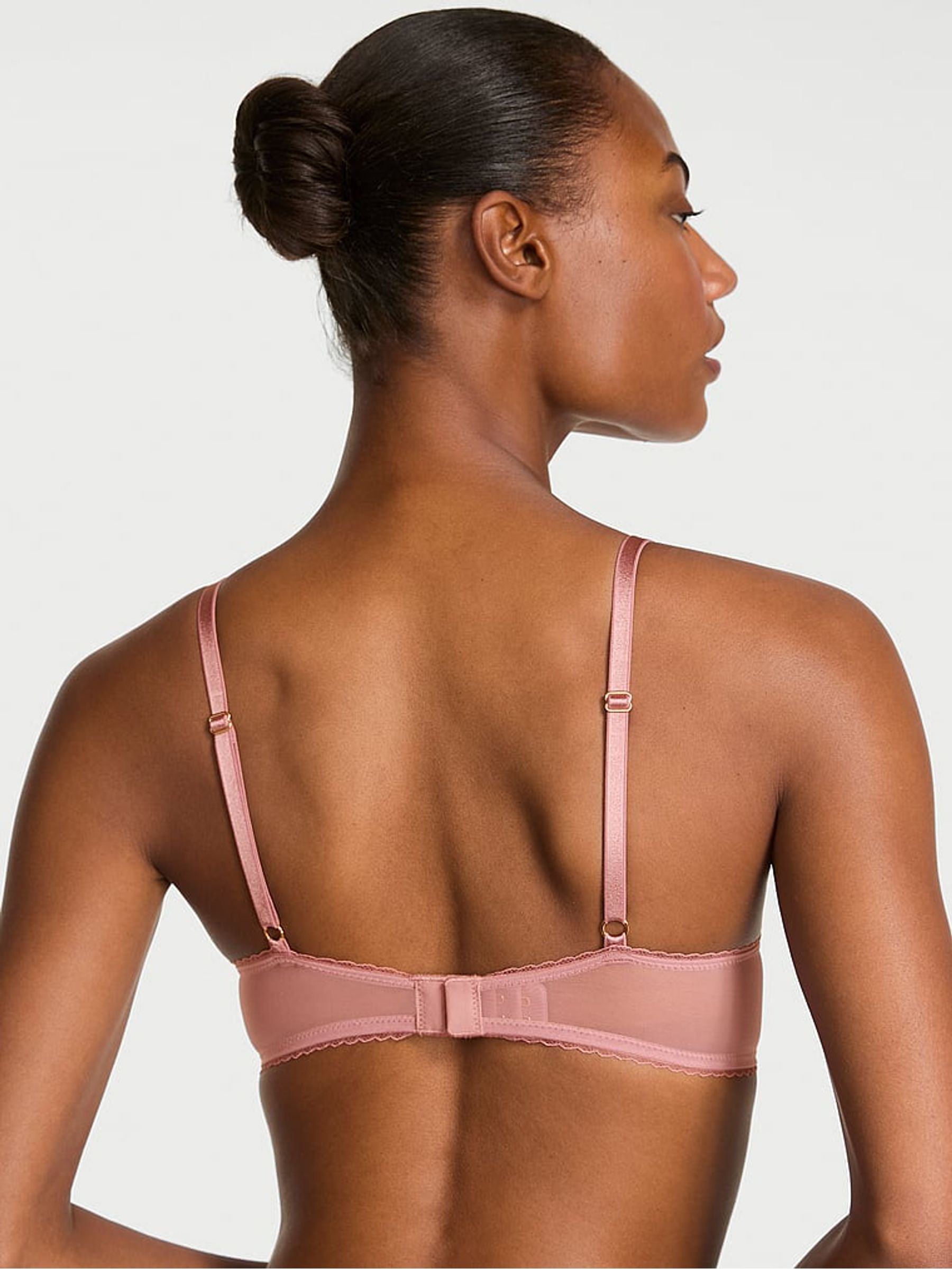 Pink Rose Lightly Lined Demi Blossom Embroidery Bra