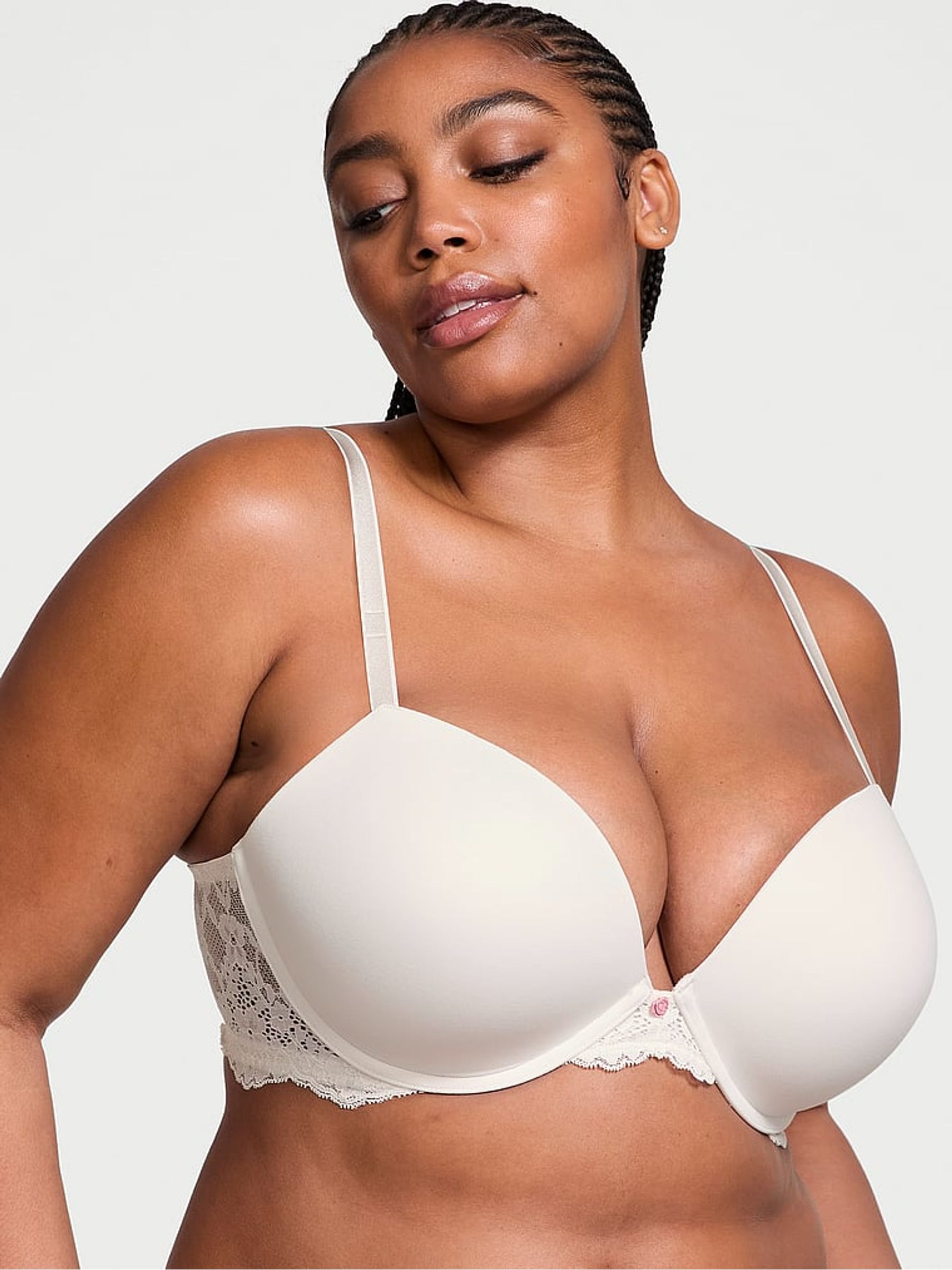 Coconut White Lace Trim Push Up Bra