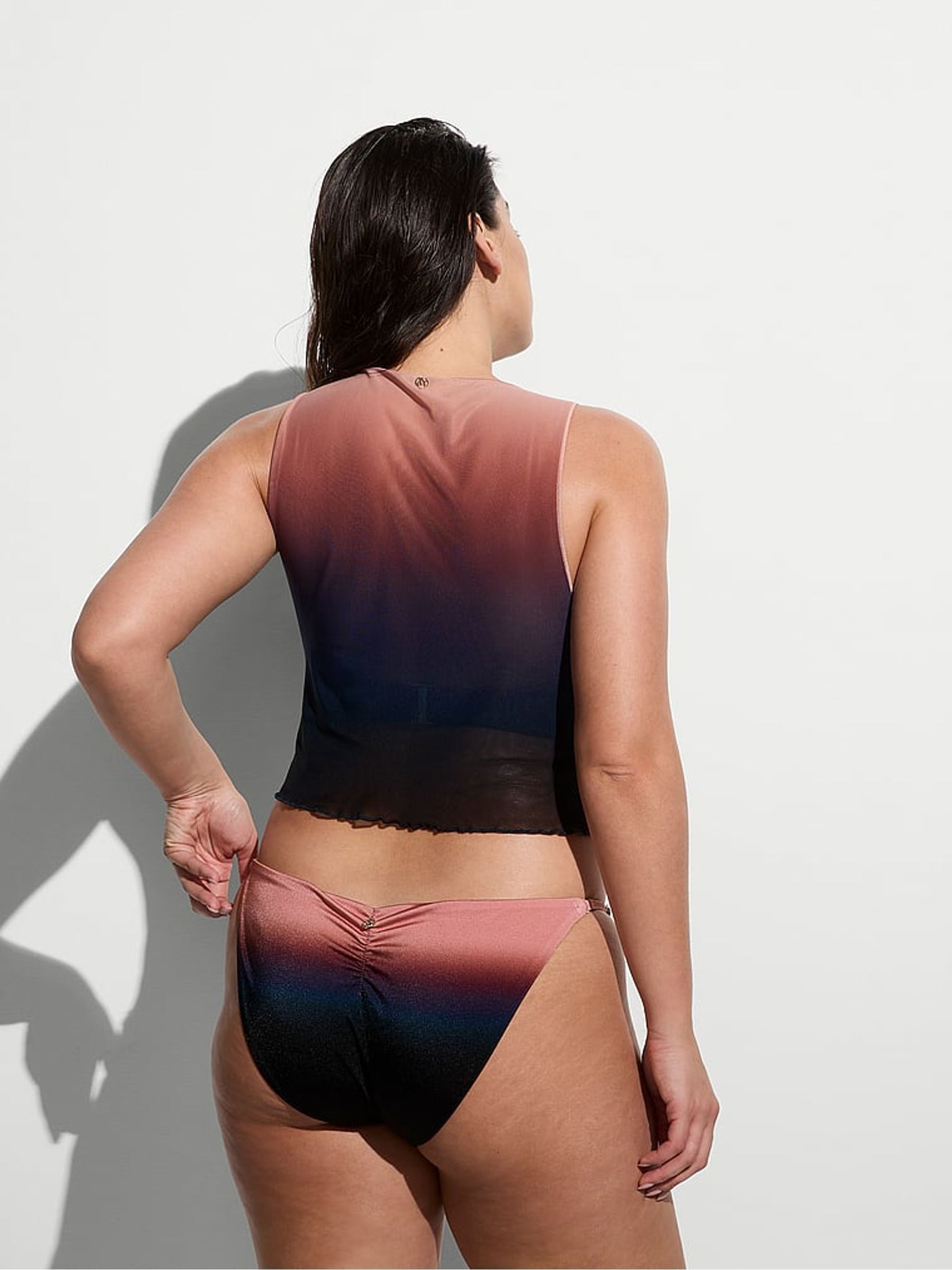 Blue Ombre Mesh Cover Up Tank Top