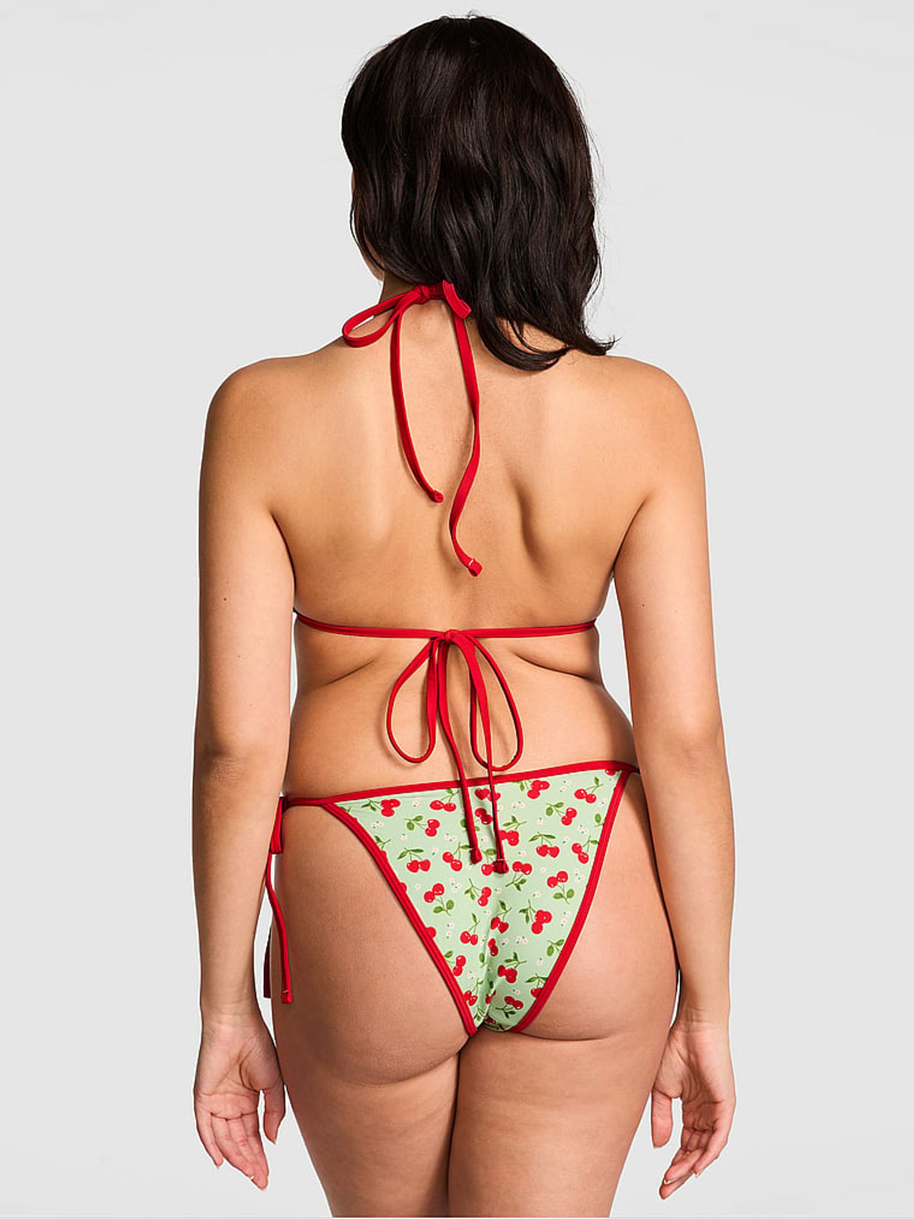 Cherry Hearts Green Cheeky Bikini Bottoms