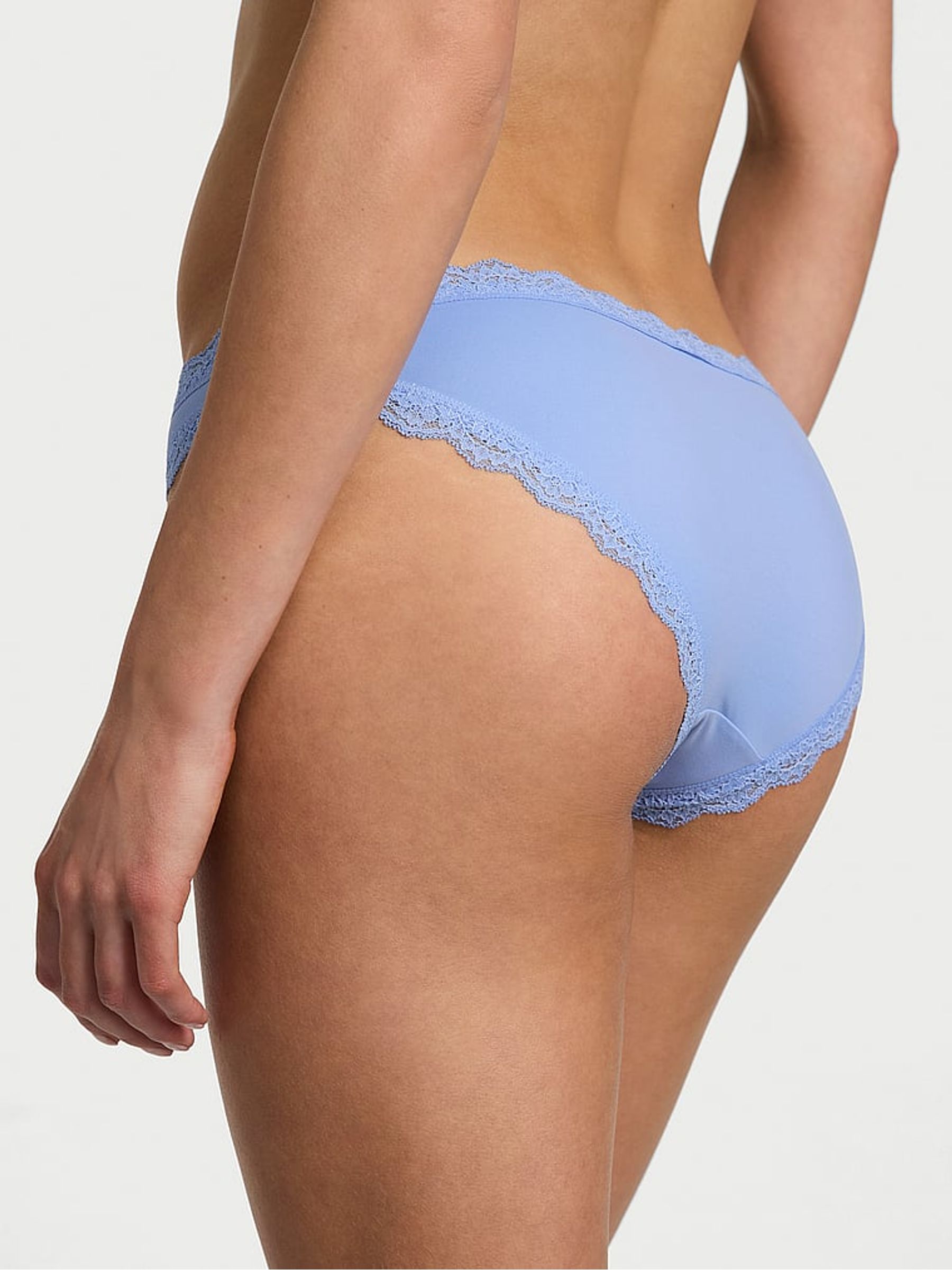 Cameo Blue Lace Trim Bikini Knickers