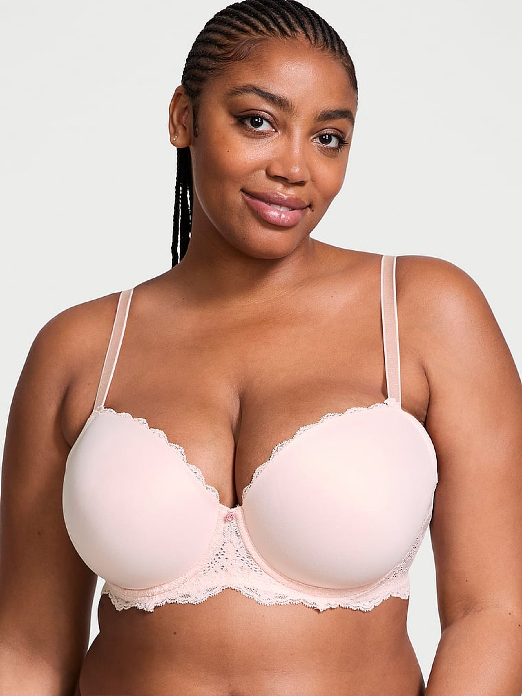 Purest Pink Lace Trim Lightly Lined Demi Bra