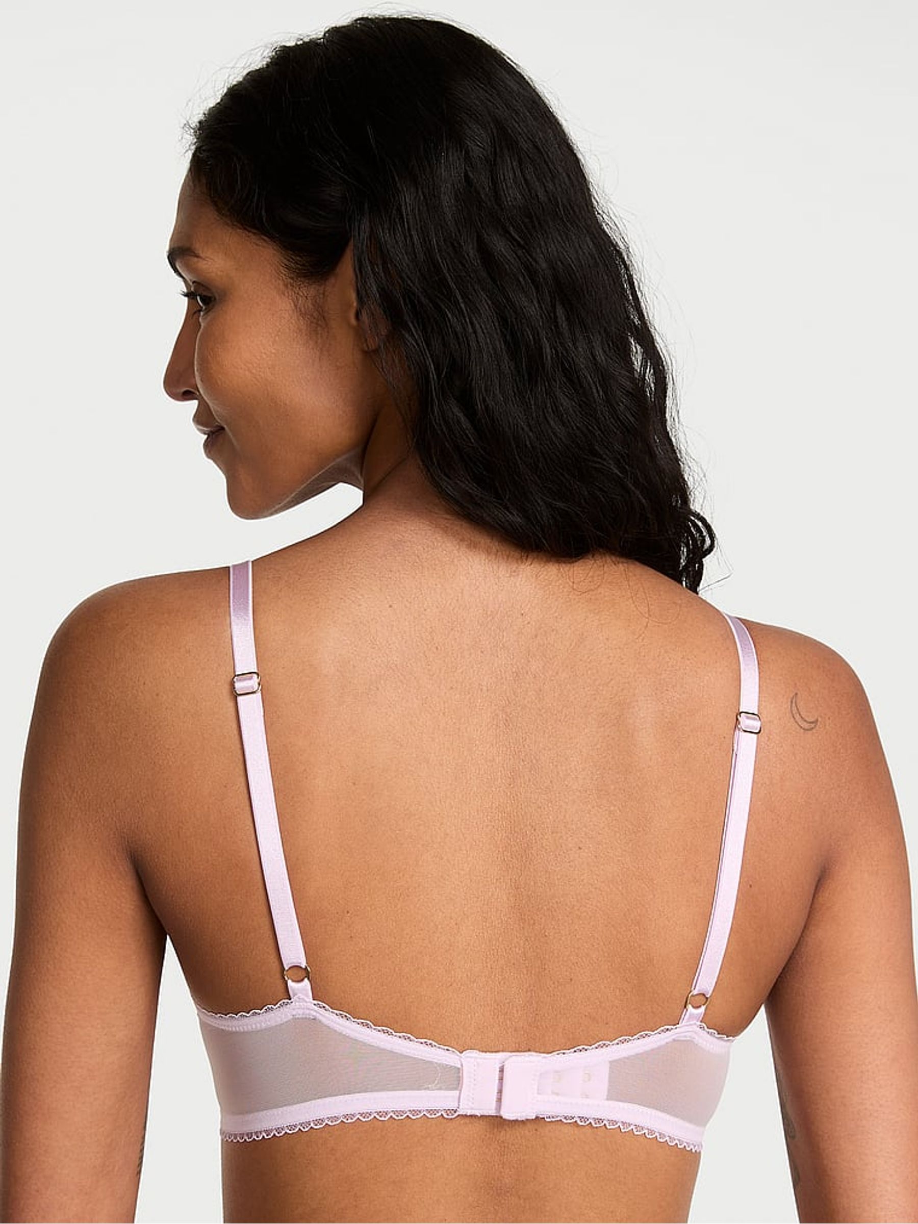 Delicate Violet Purple Push Up Blossom Embroidery Bra