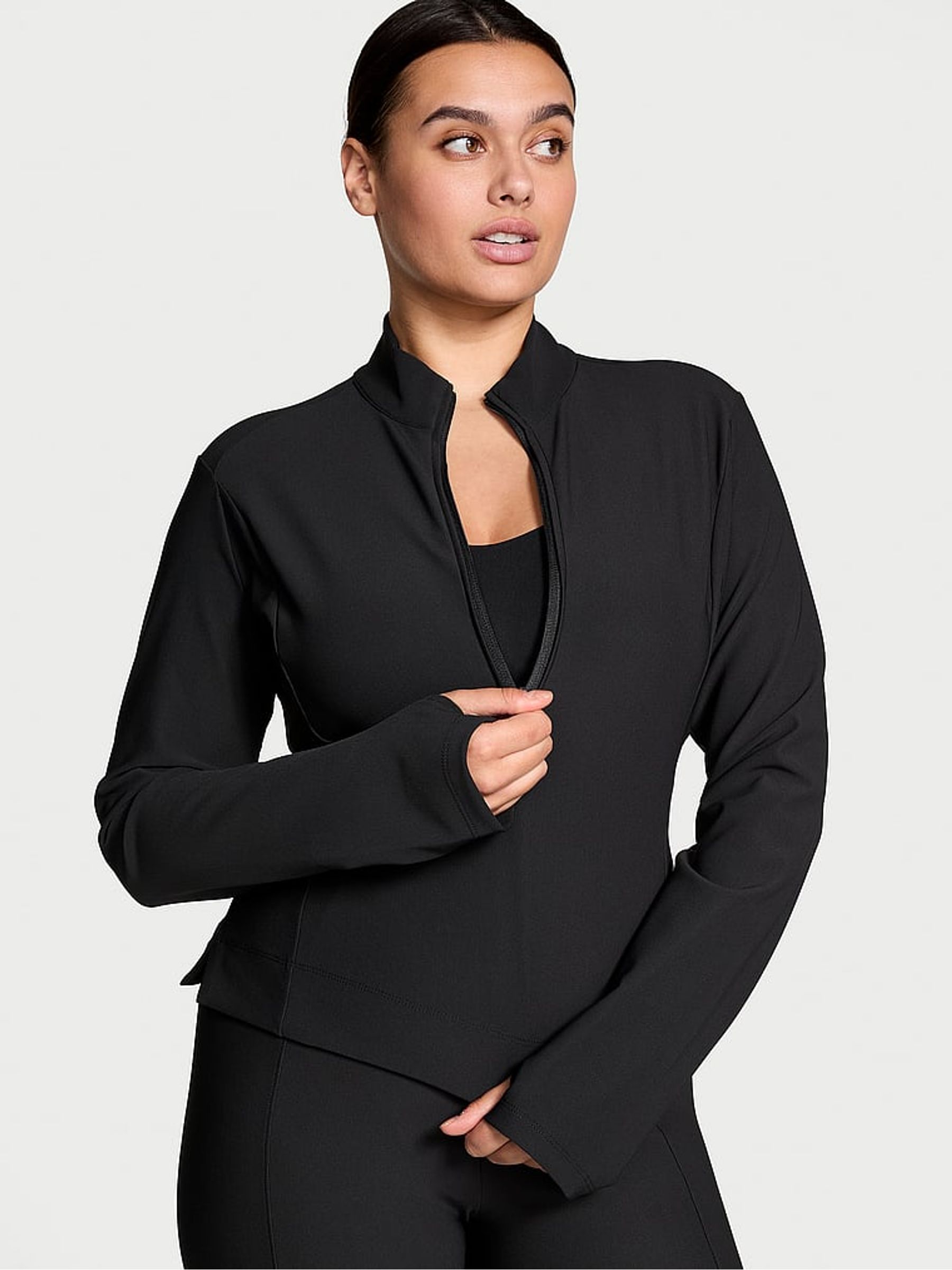 Black Half Zip Rib Jacket