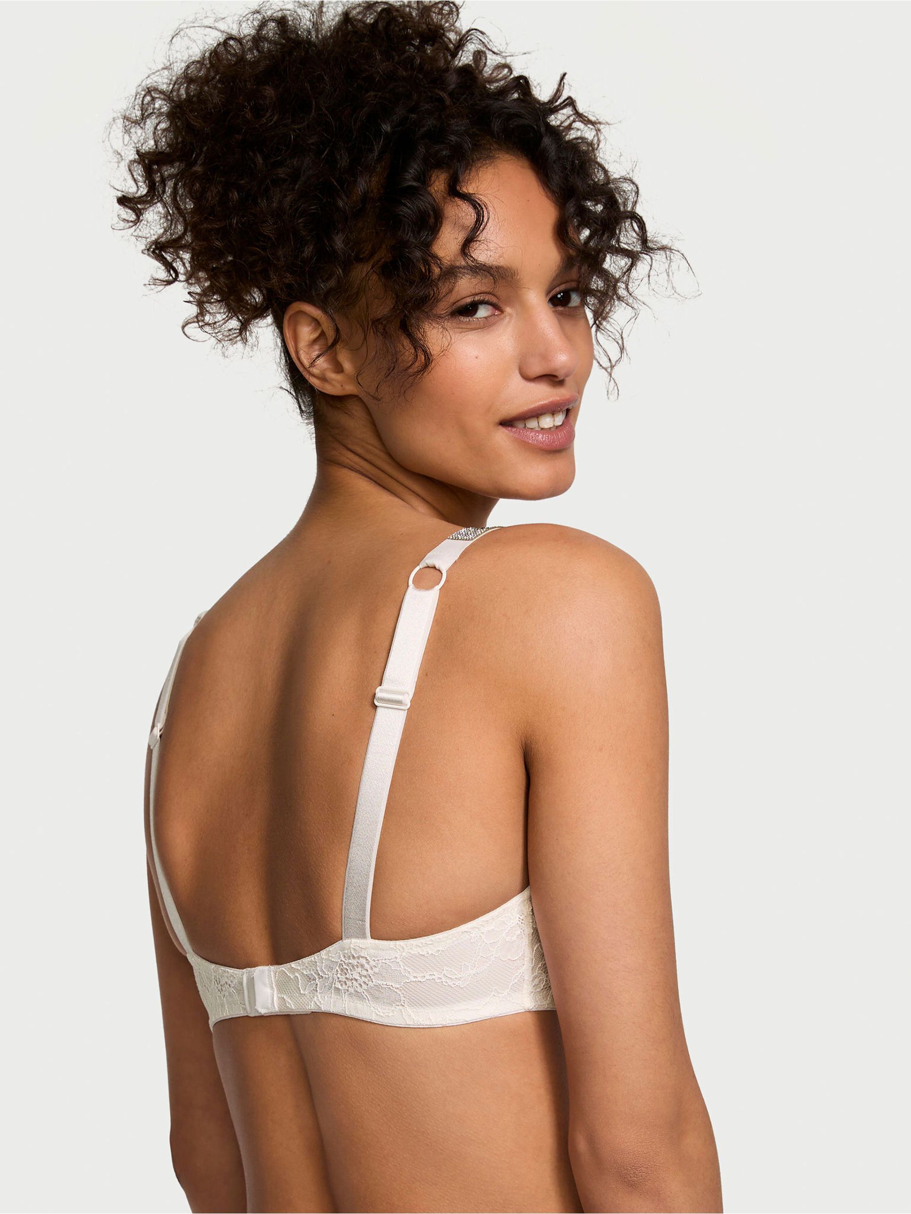 Coconut White Lace Monogram Shine Strap Bralette