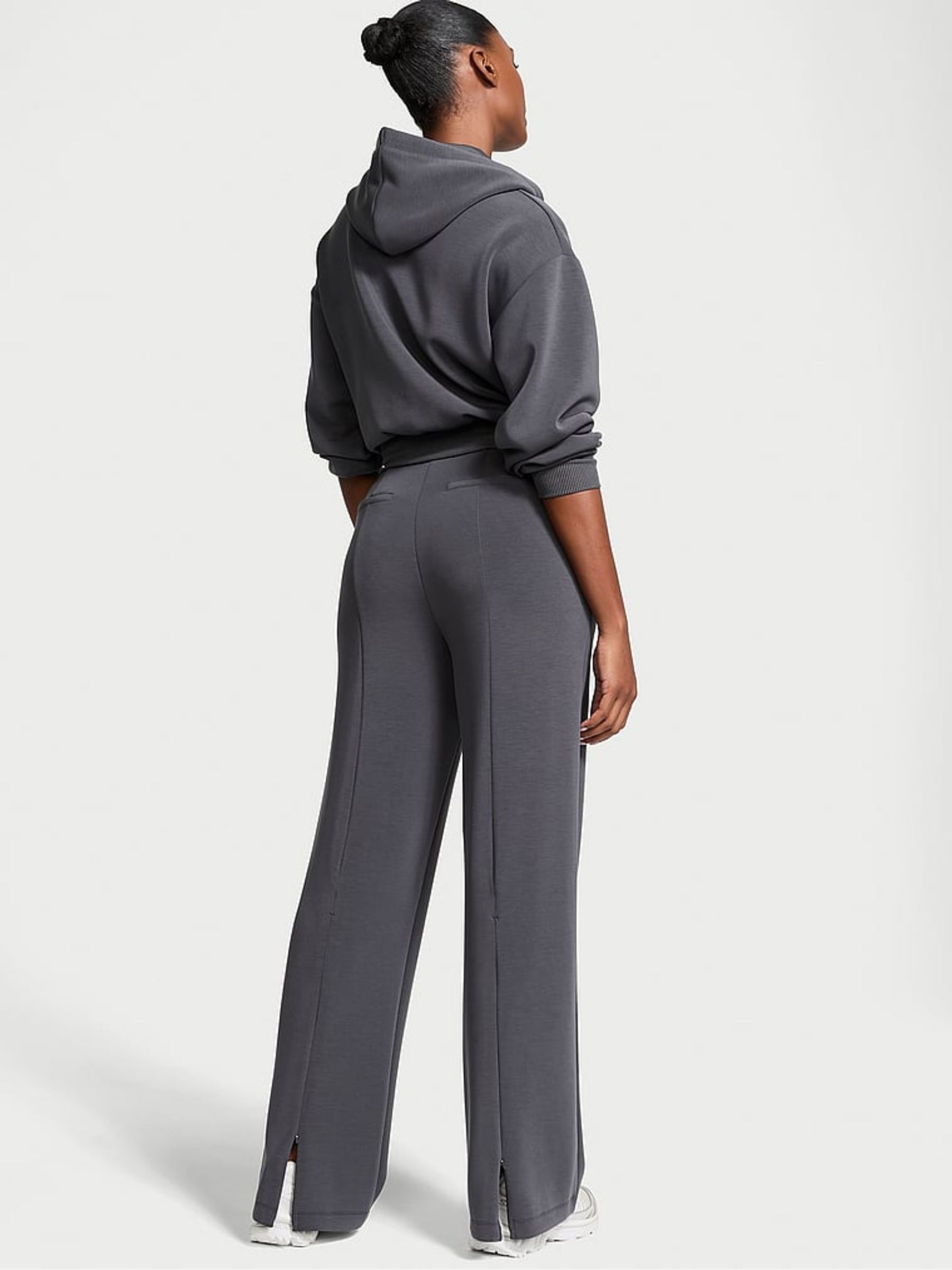 Grey Wide Leg Featherweight Knit Joggers