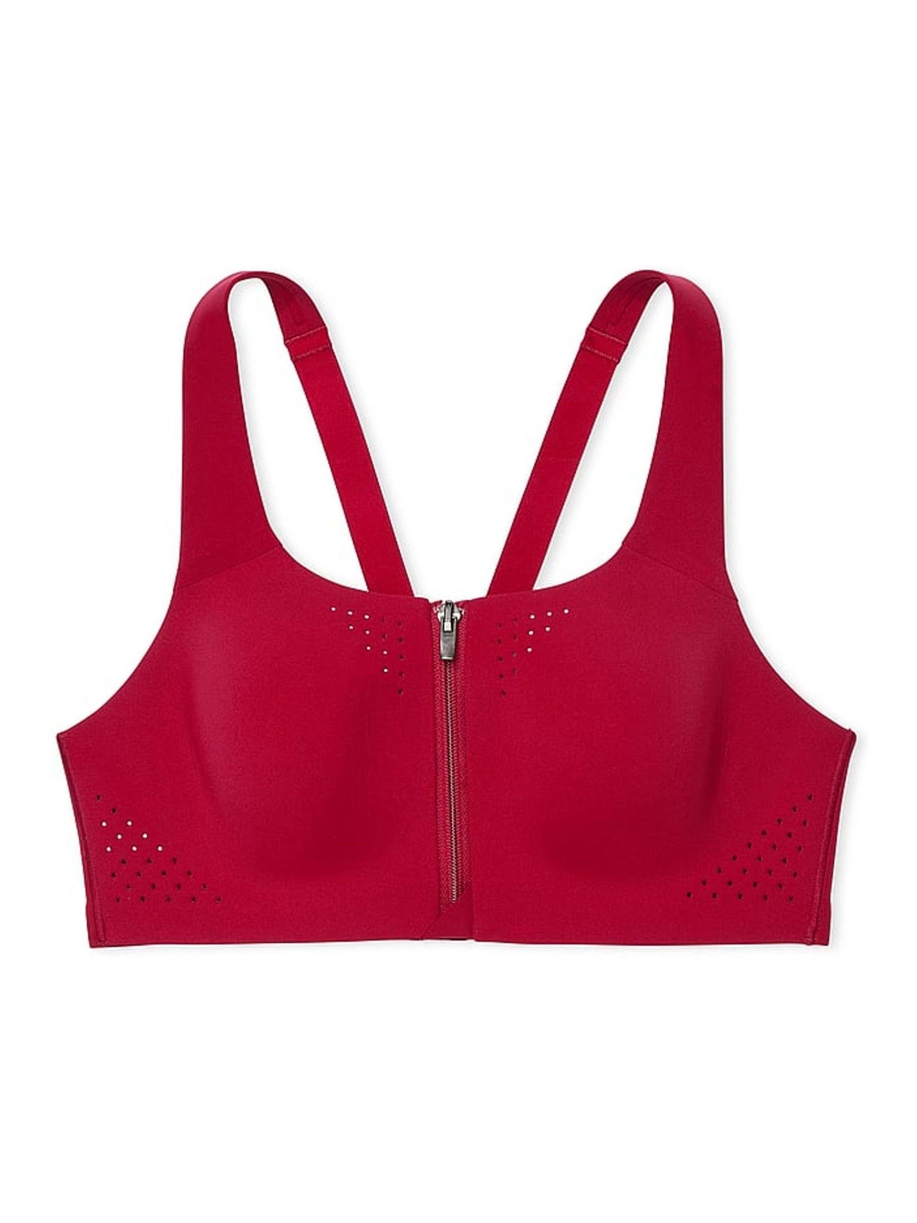 Red Lacquer Front Close Featherweight Max High Support Sports Bra
