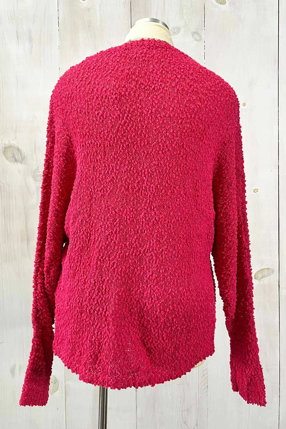Plus Size Popcorn Knit Long Sleeve Round Neckline Cozzy Sweater