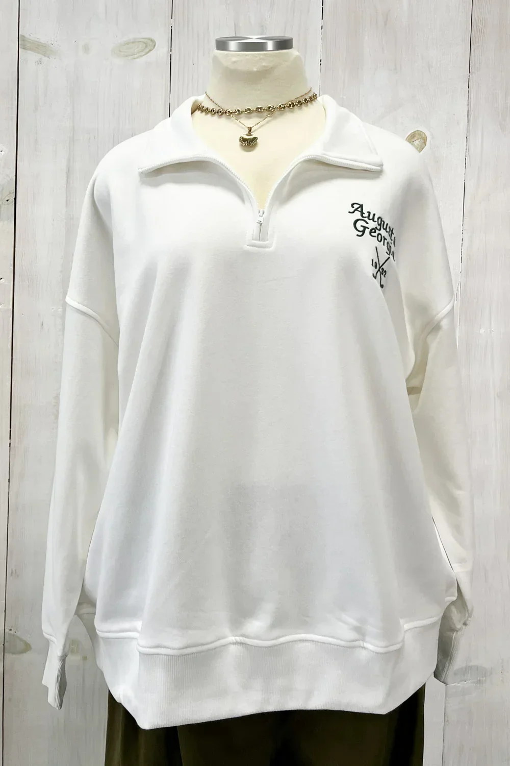 Plus Size Augusta Georgia Golf Club Quarter Zip Cotton Pullover Sweatshirt
