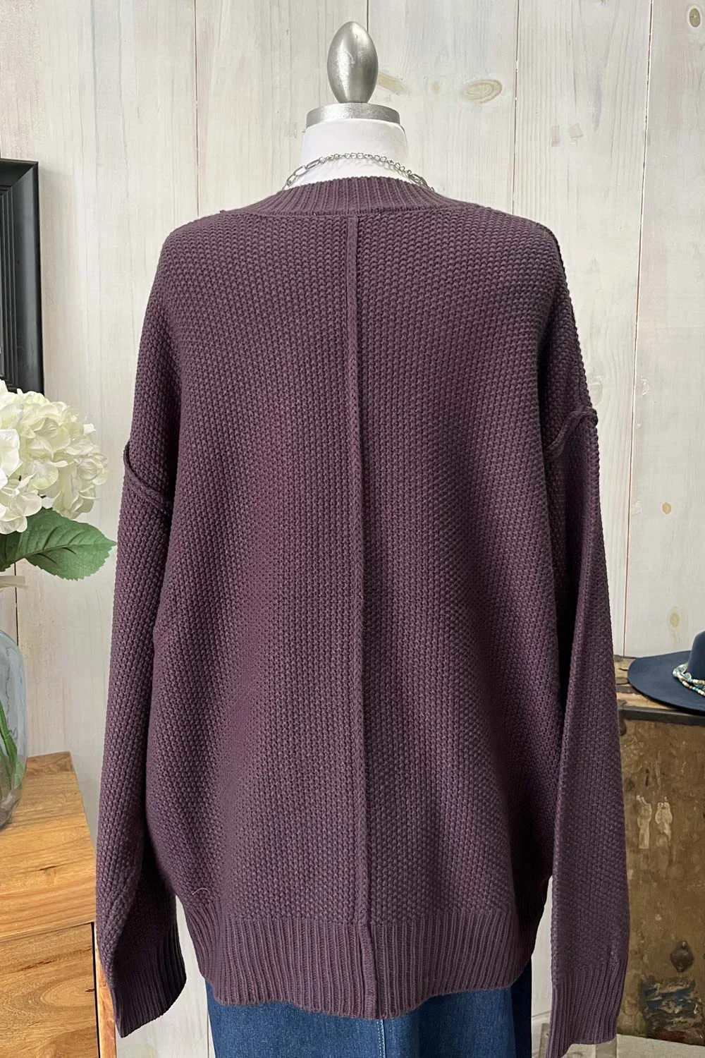 Oversized Button Front Chunky Knit Long Sleeve V-Neck Cardigan Sweater