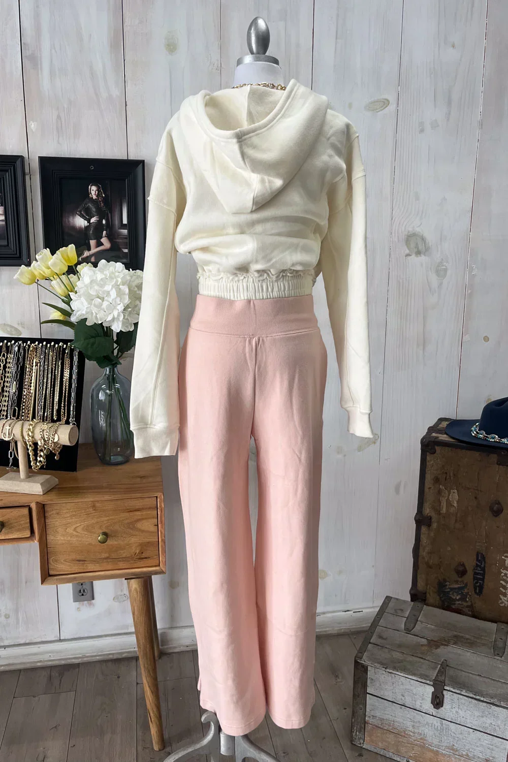 Wide Leg Drawstring Soft Side Slit Lounge Pants Sweatpants