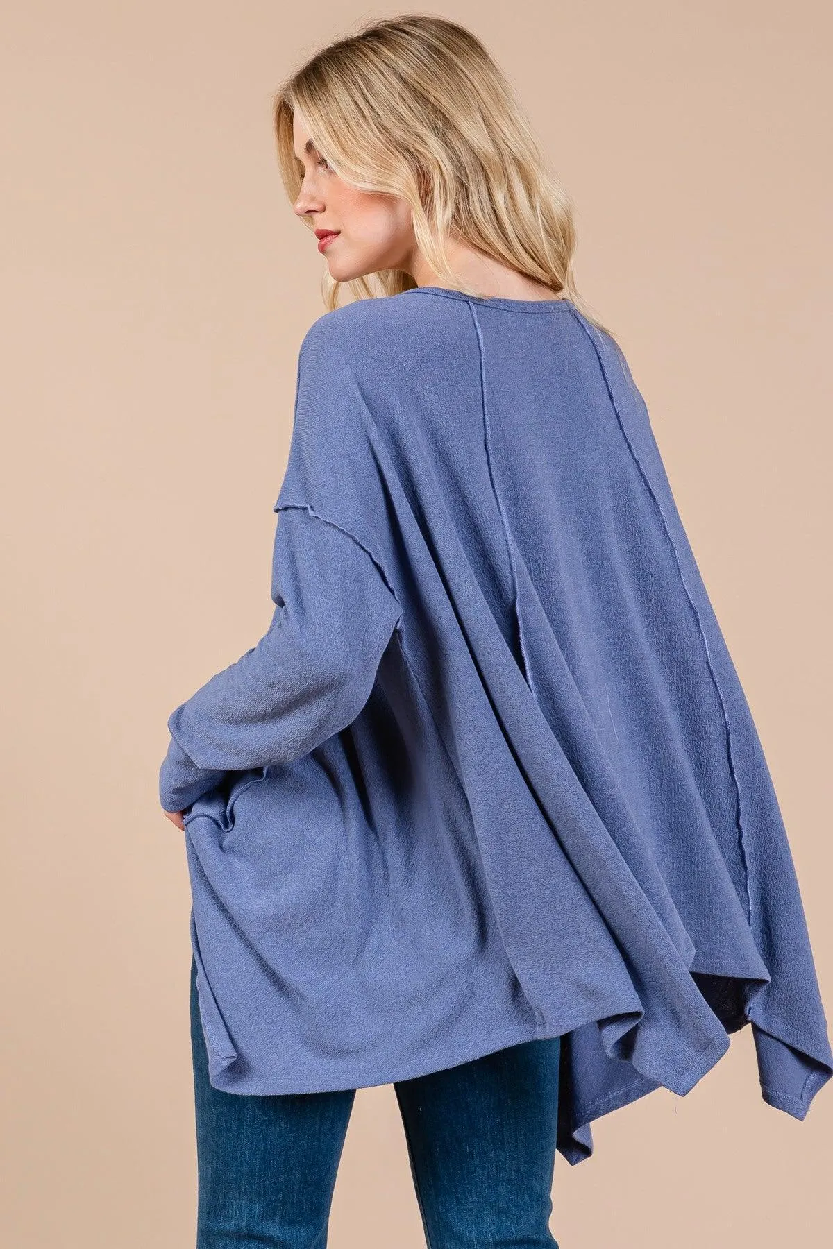 Oversized Asymmetrical Long Sleeve Relaxed Fit Cozy Sweater Top