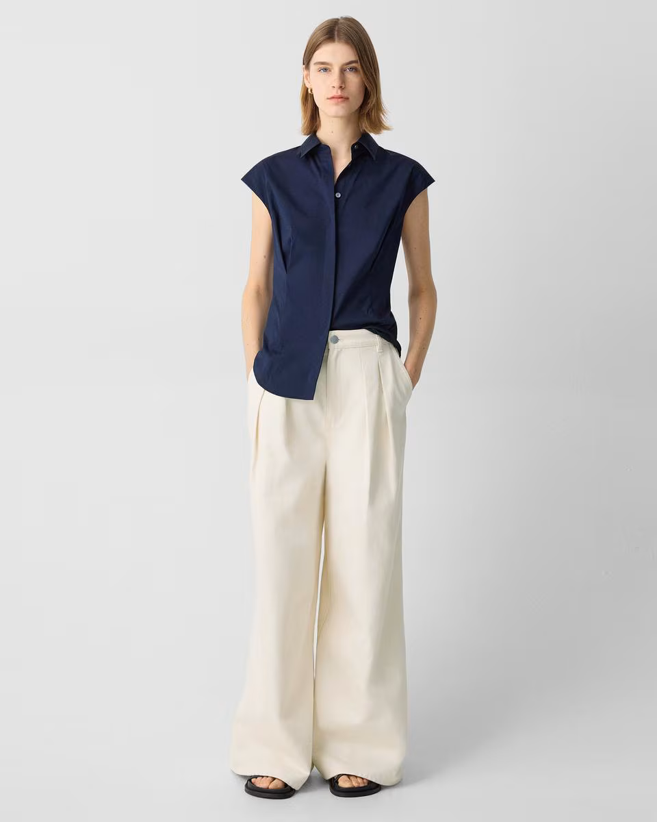 Double Pleat Pant in Denim