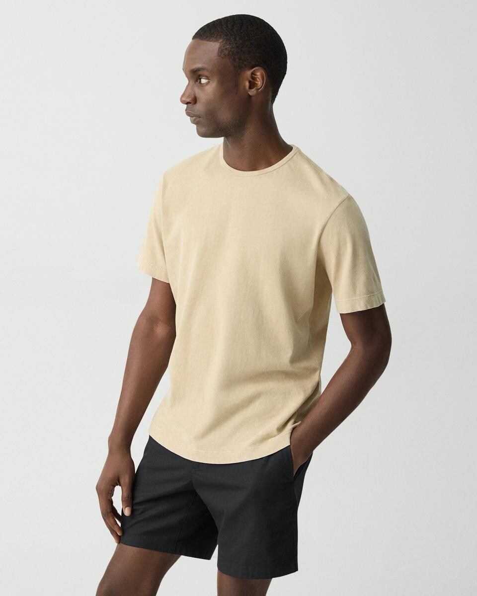 Ribbed Crewneck Tee in Fade Jersey