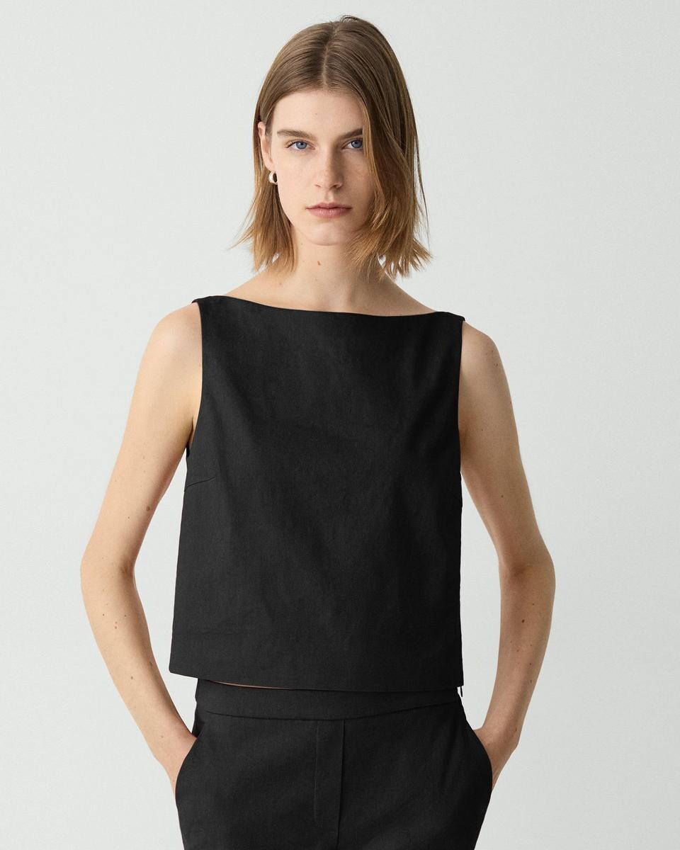 Sleeveless Boatneck Top in Good Linen