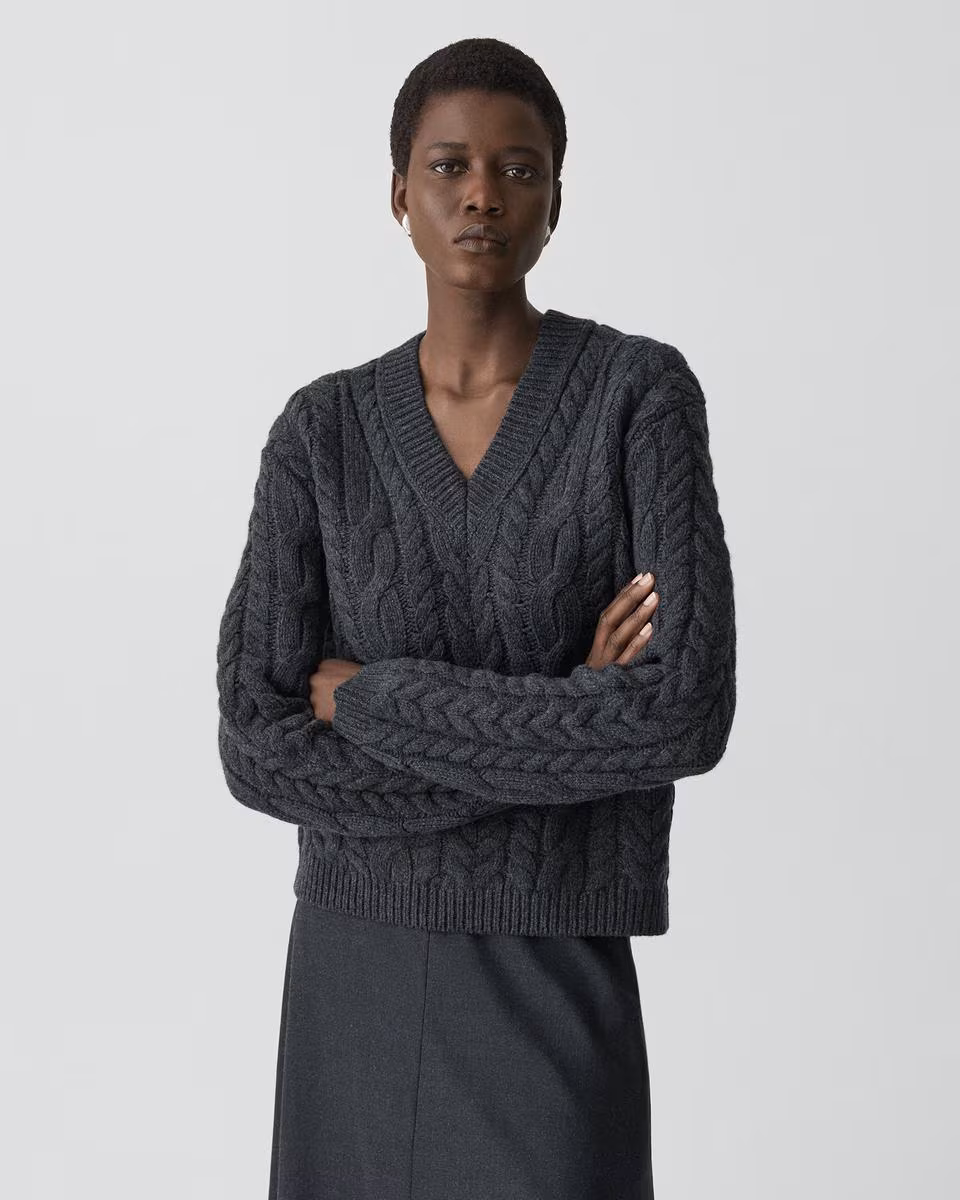 Cable-Knit Sweater in Felted Wool-Cashmere