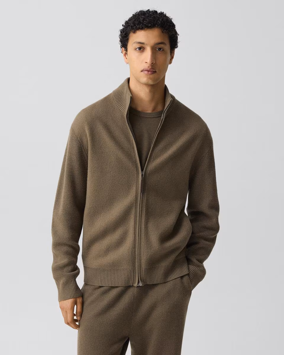 Turtleneck Cardigan in Boiled Wool