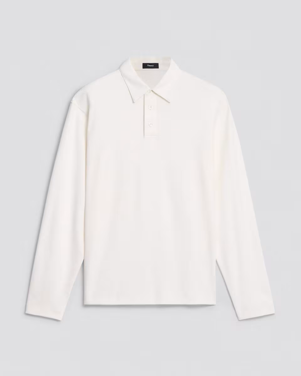 Relaxed Long-Sleeve Polo Shirt in Cotton Jersey