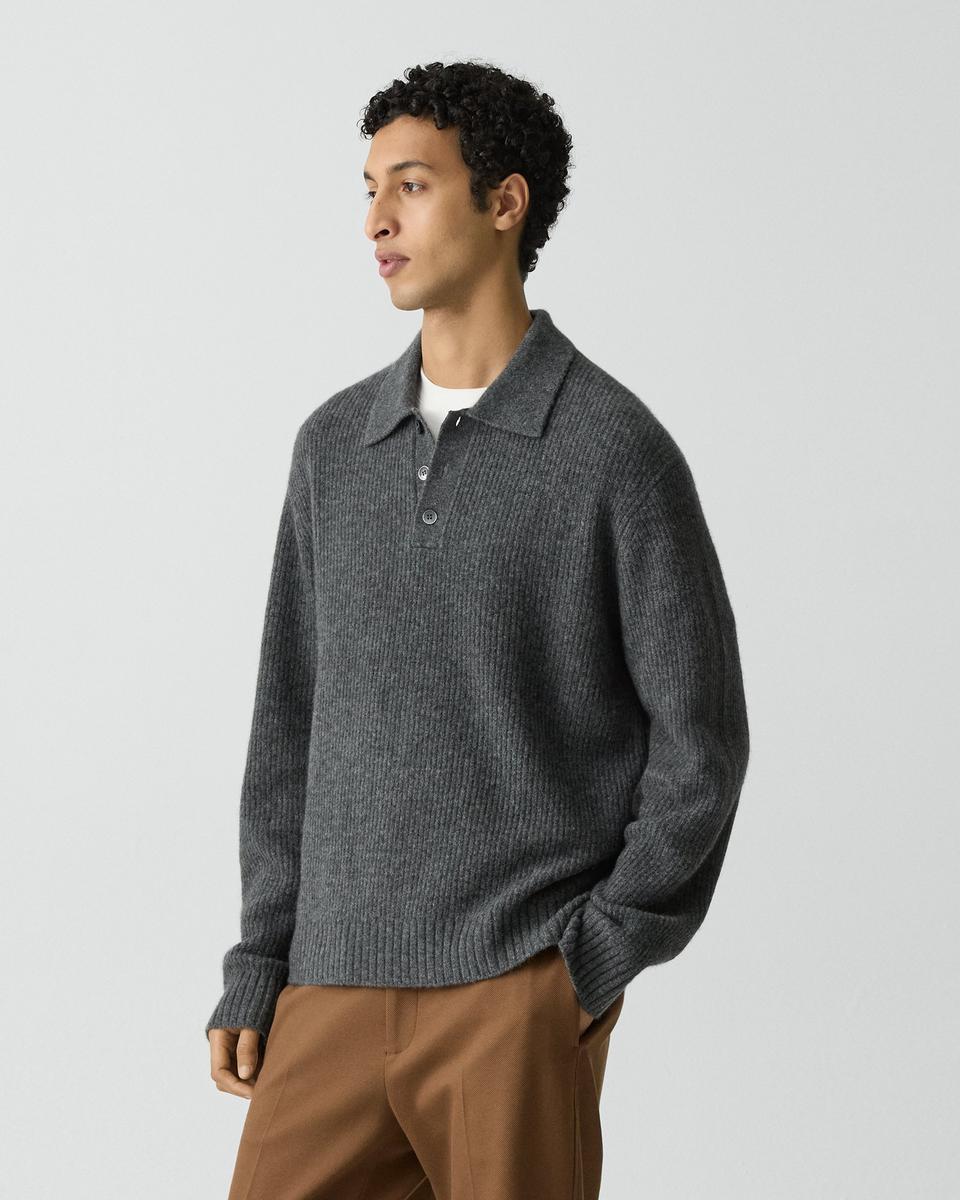 Relaxed Polo Sweater in Astor Wool