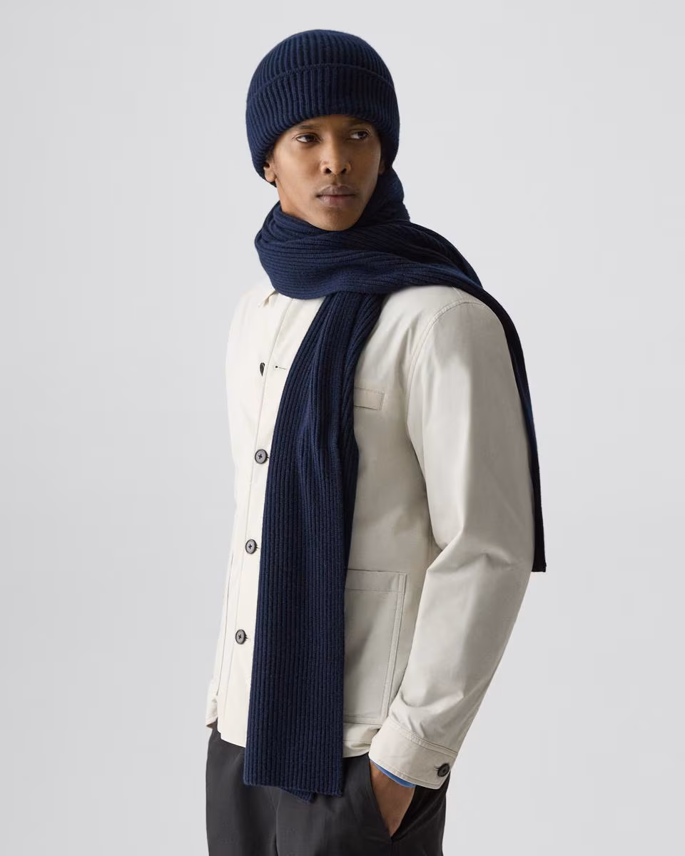 Ribbed Beanie in Cashmere