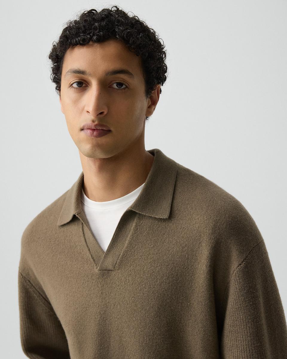 Polo Sweater in Boiled Wool