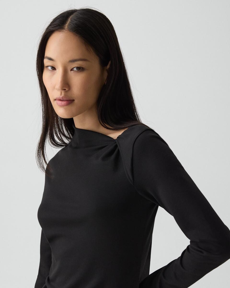 Twist Neck Top in Cotton Jersey