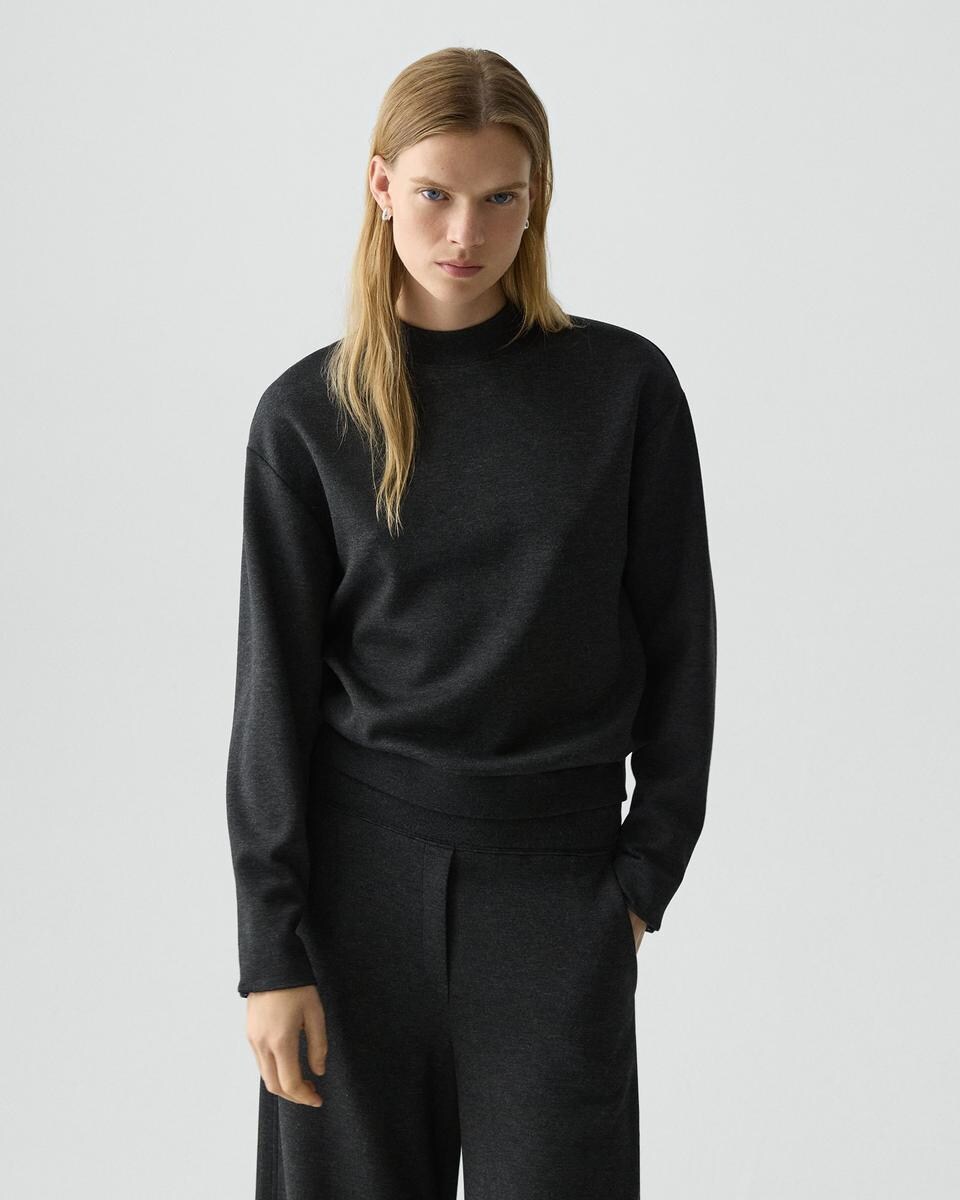 Mock Neck Sweatshirt in Double-Knit Jersey