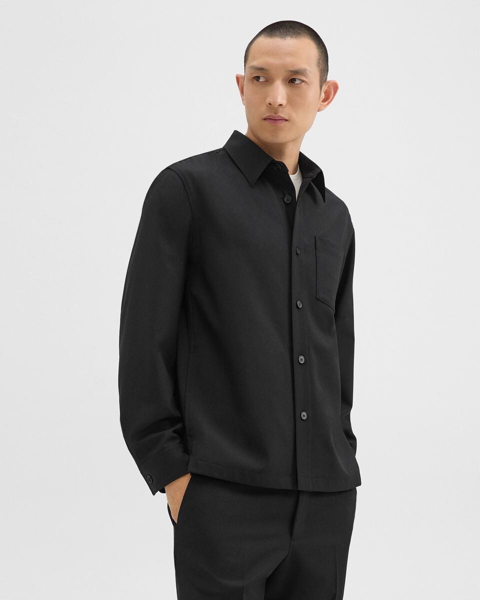 Overshirt in Wool-Blend Twill