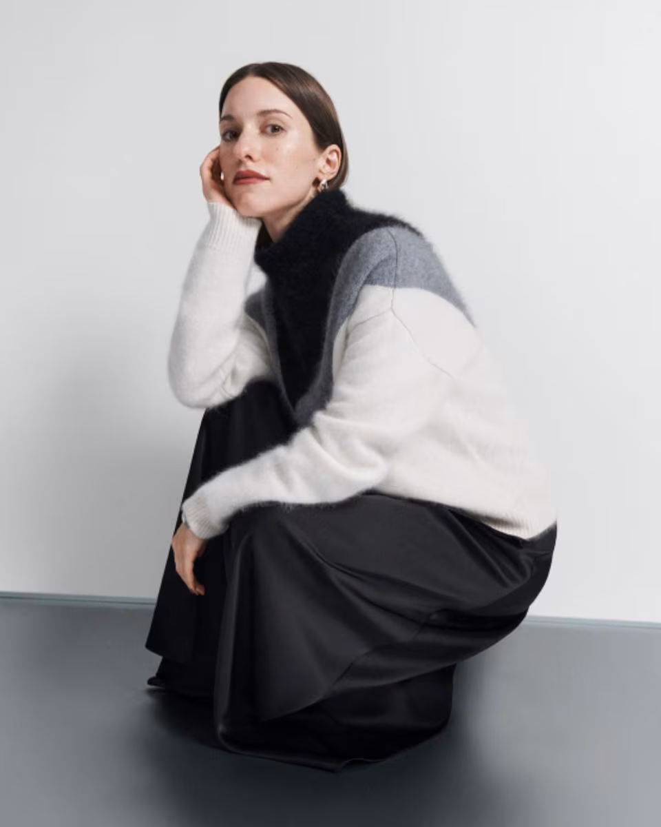 Chevron Turtleneck Sweater in Airy Cashmere