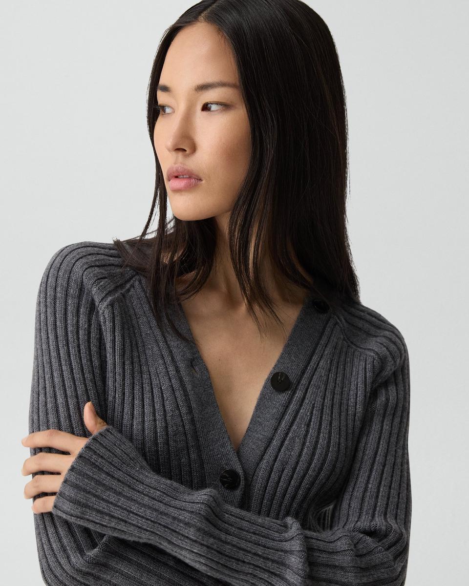 Button-Back Cardigan in Merino Wool