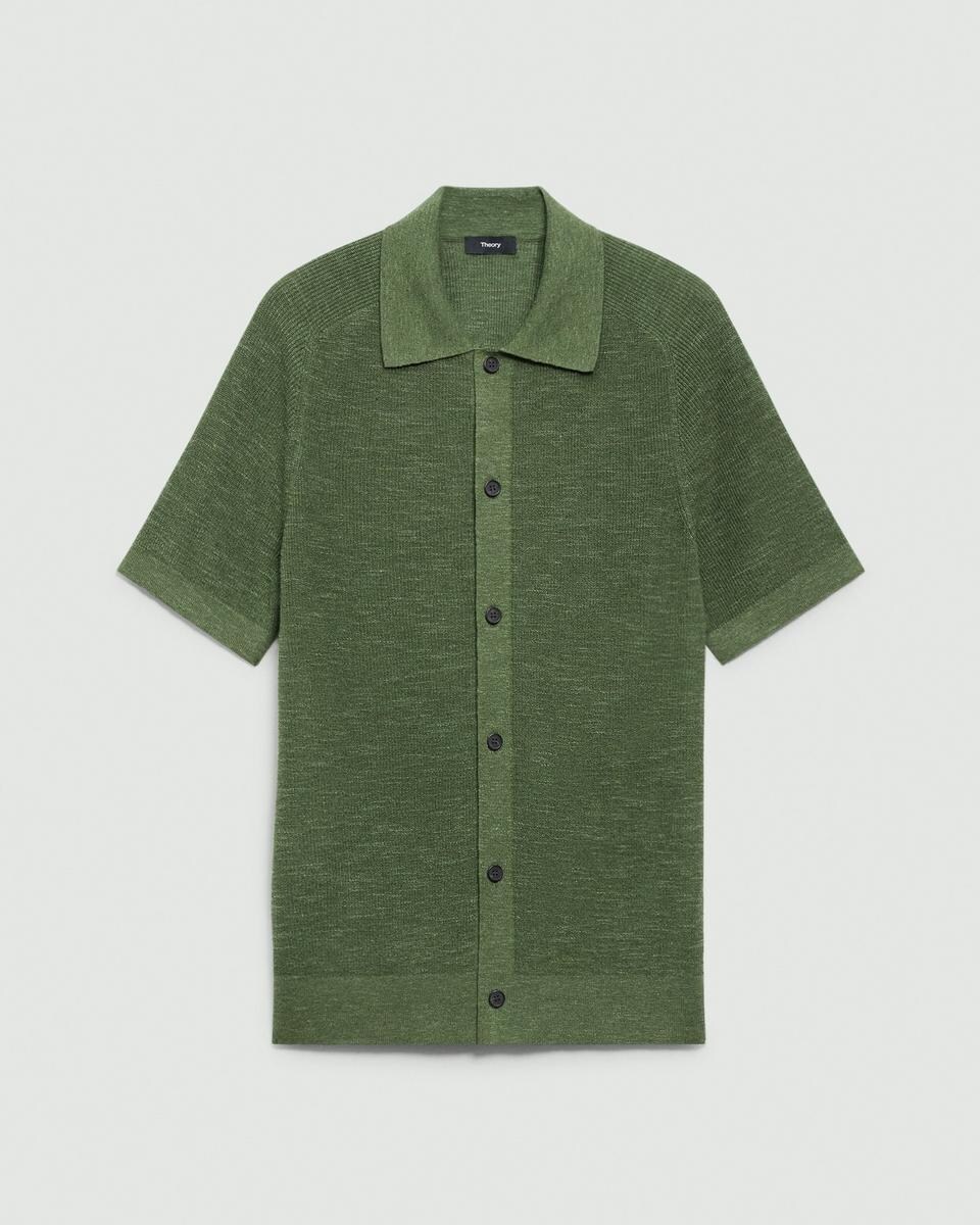 Short-Sleeve Button-Up Shirt in Pacific Linen