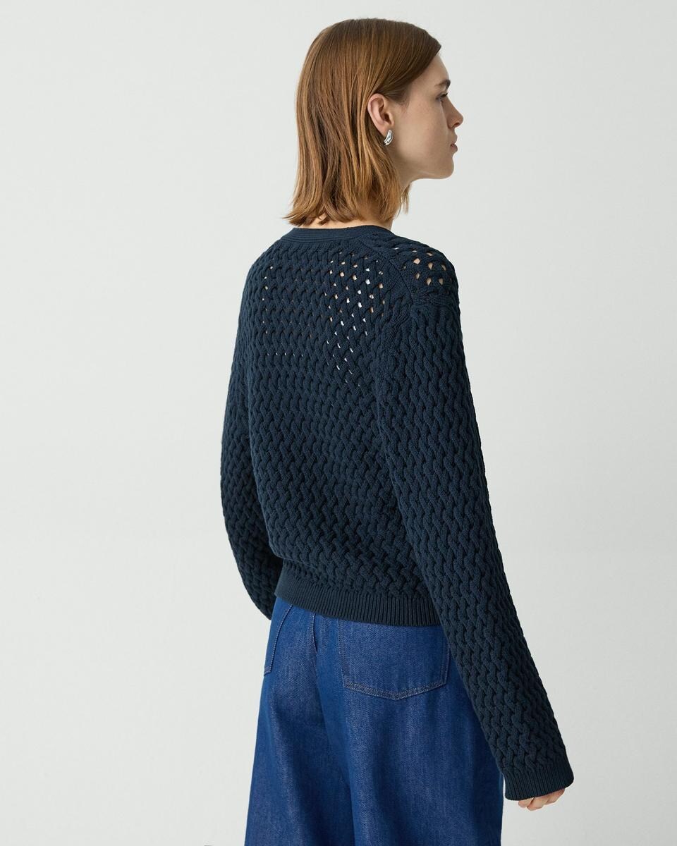 Cable-Knit Cardigan in Rounded Cotton