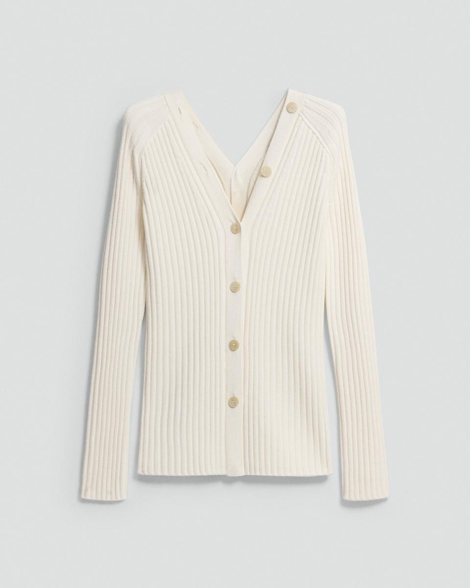 Button-Back Cardigan in Merino Wool