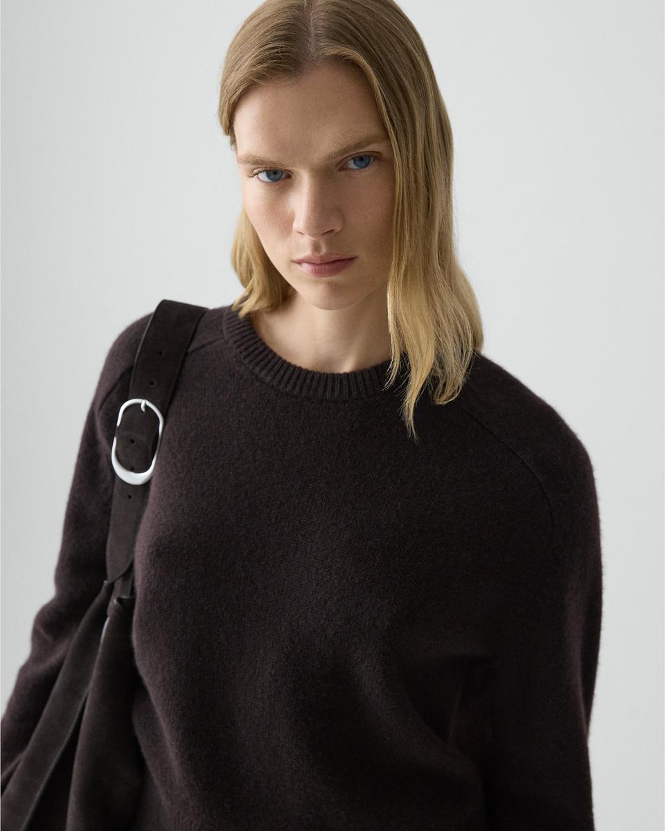 Cropped Crewneck Sweater in Cashmere