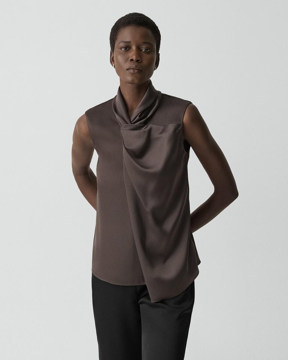 Twisted Split Blouse in Satin