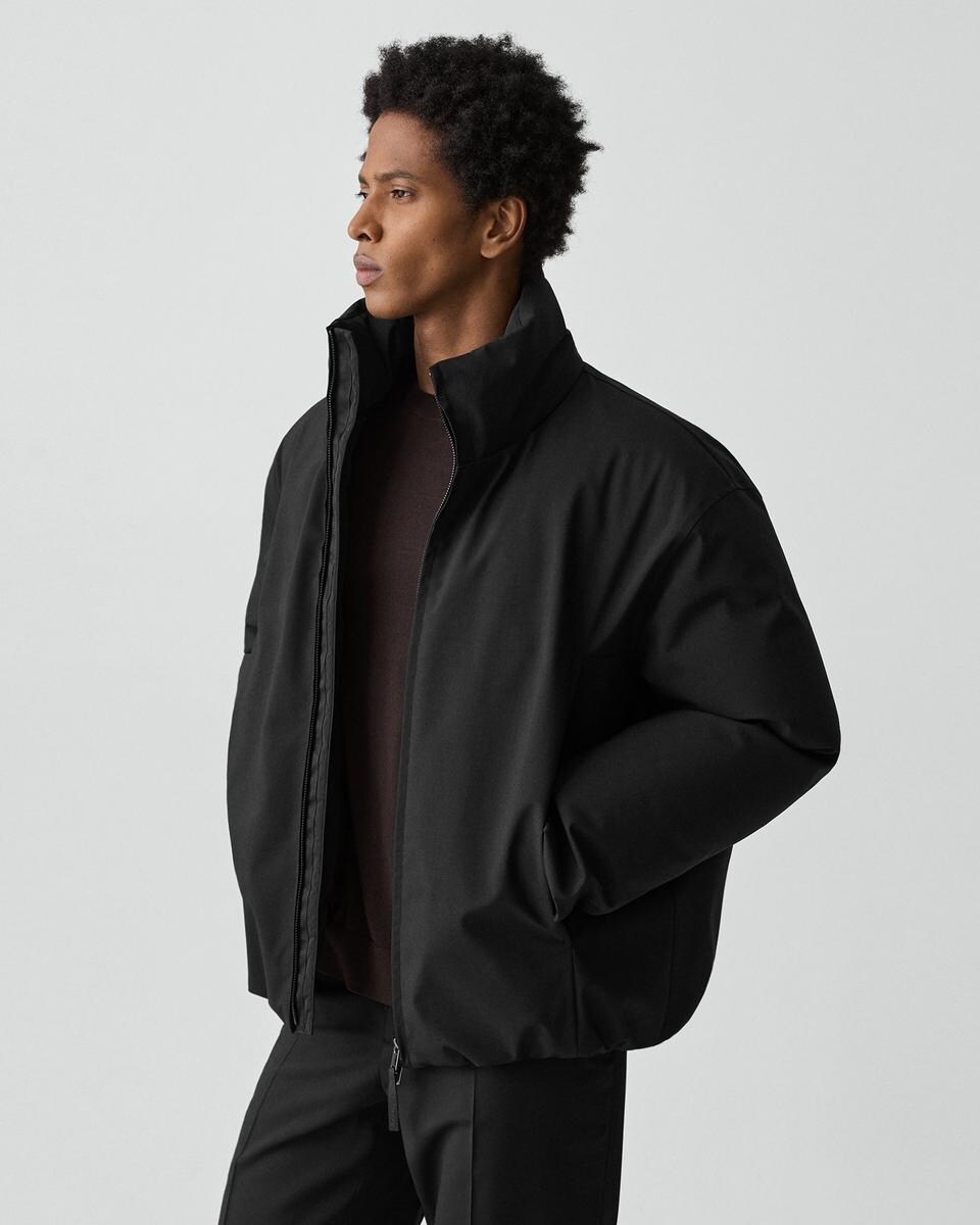 Hooded Jacket in Bonded Wool-Blend