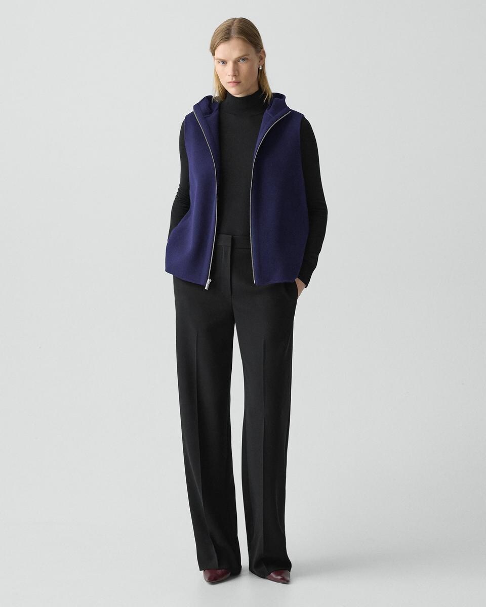 Hooded Vest in Double-Face Wool-Cashmere