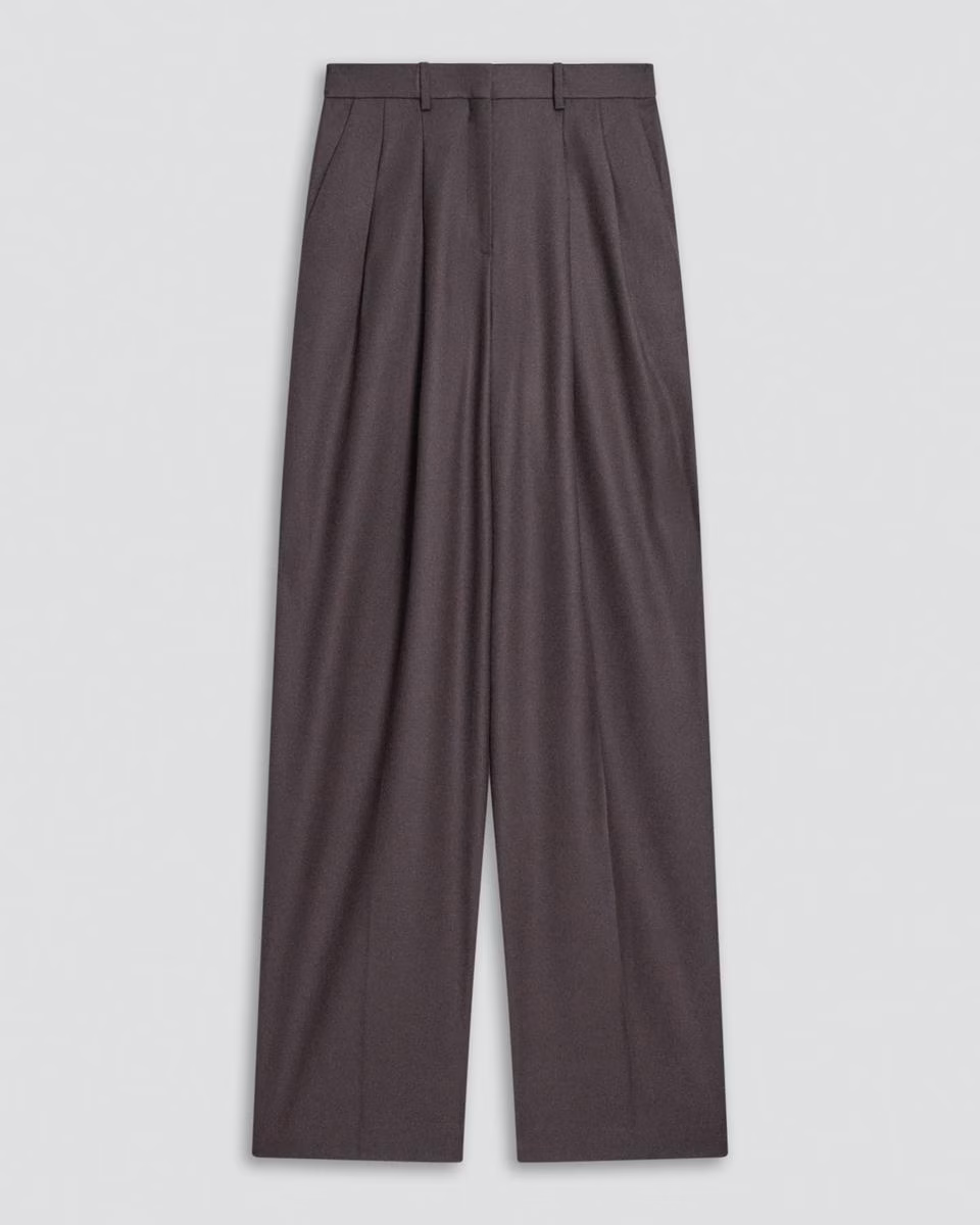 Double Pleat Pant, 33'' in Sleek Flannel