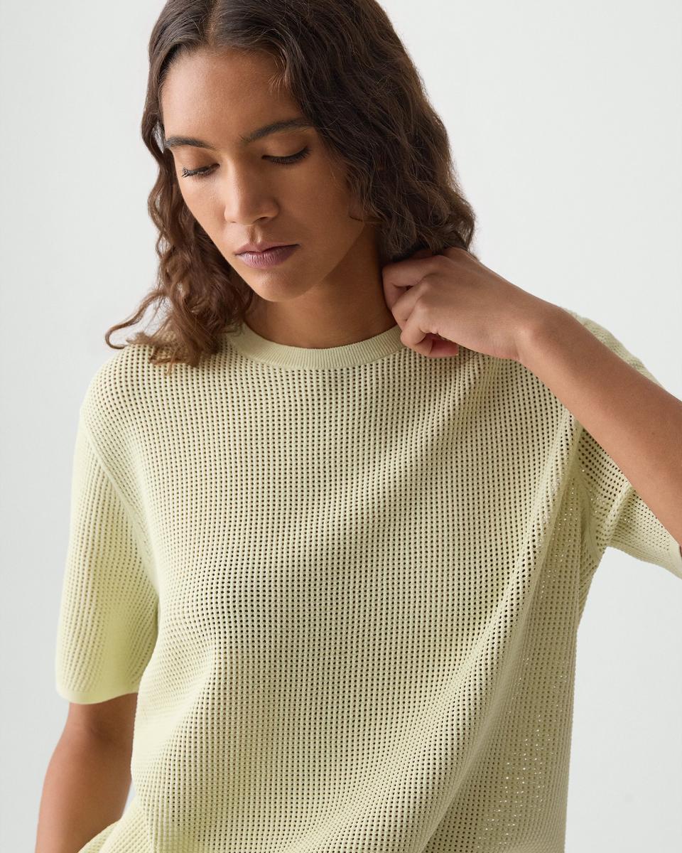 Pointelle Tee in Crepe Knit