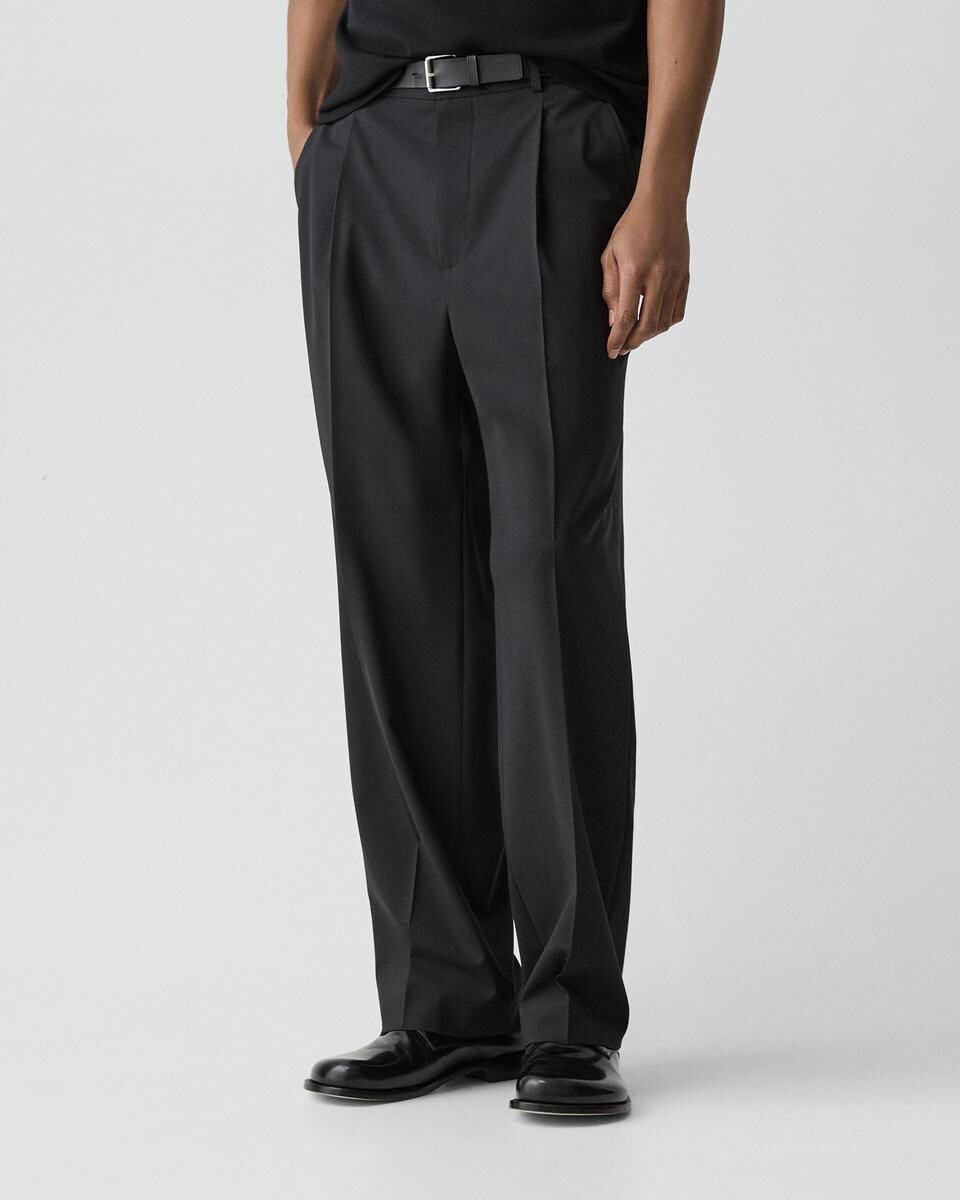 Relaxed Pleat Pant in Stretch Wool