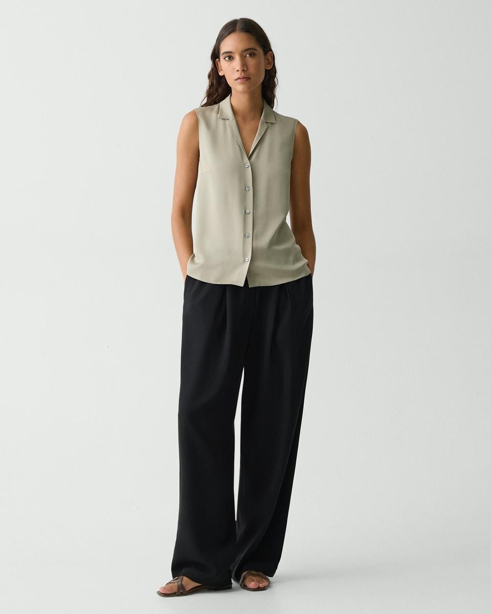 Camp Collar Blouse in Silk Georgette