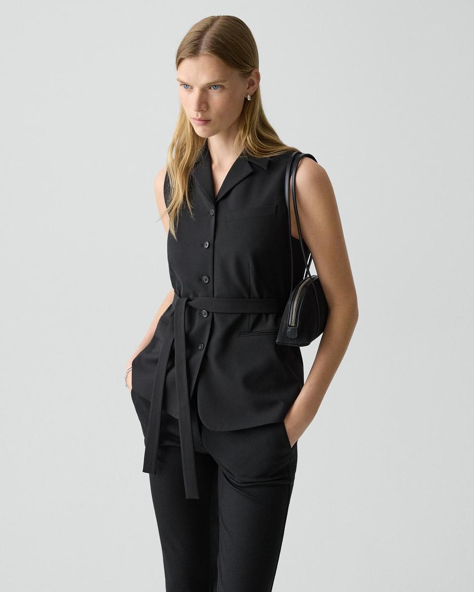 Tie Waist Vest in Good Wool