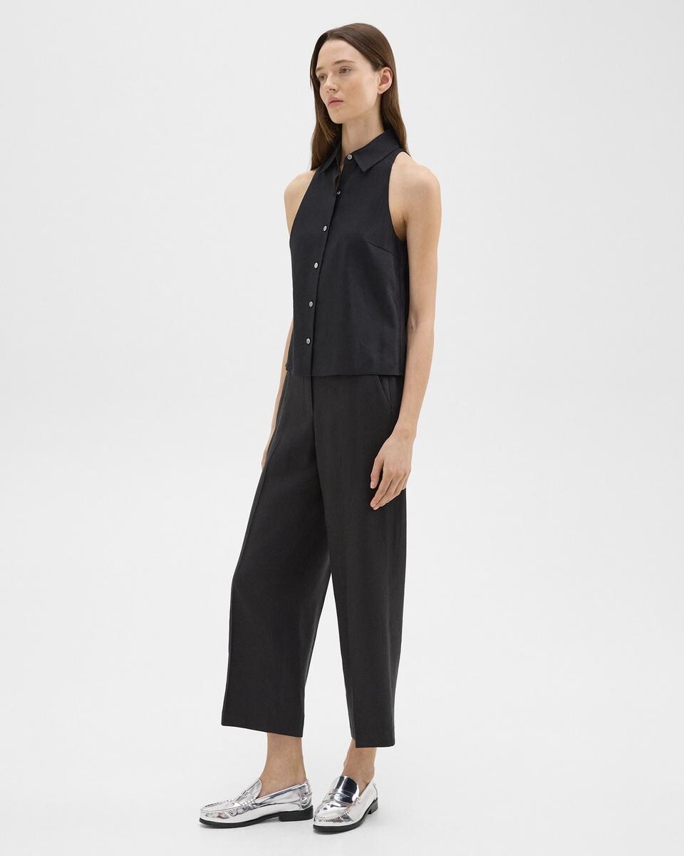 Straight Pull-On Pant in Linen-Viscose
