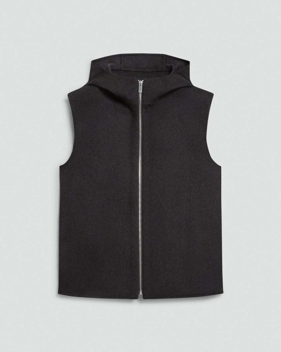 Hooded Vest in Double-Face Wool-Cashmere