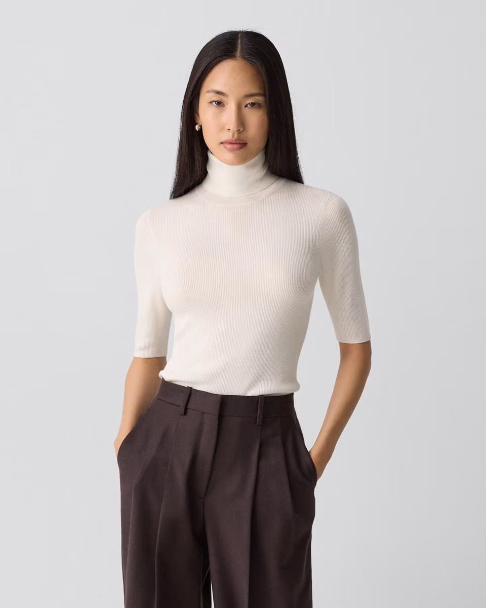 Leenda Short-Sleeve Turtleneck in Regal Wool