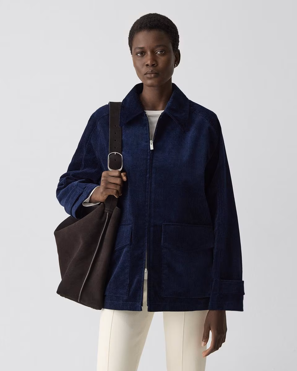 Straight Zip Jacket in Corduroy