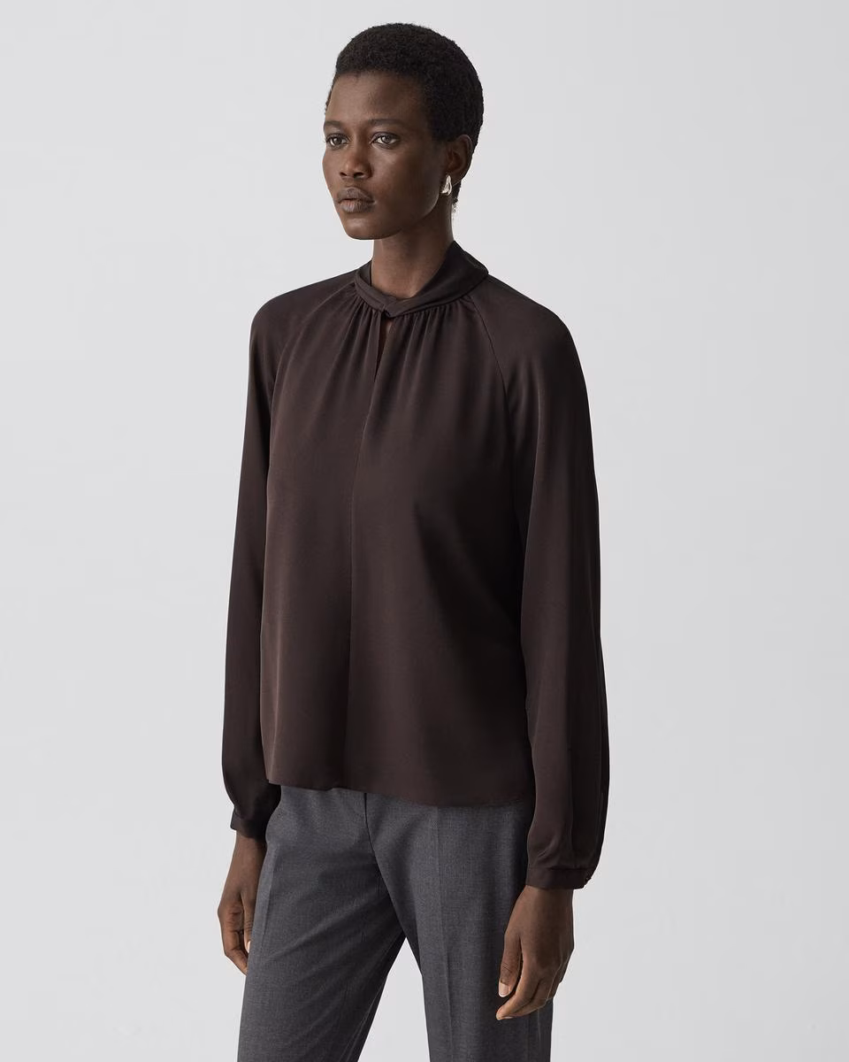 Twist Neck Top in Silk Georgette