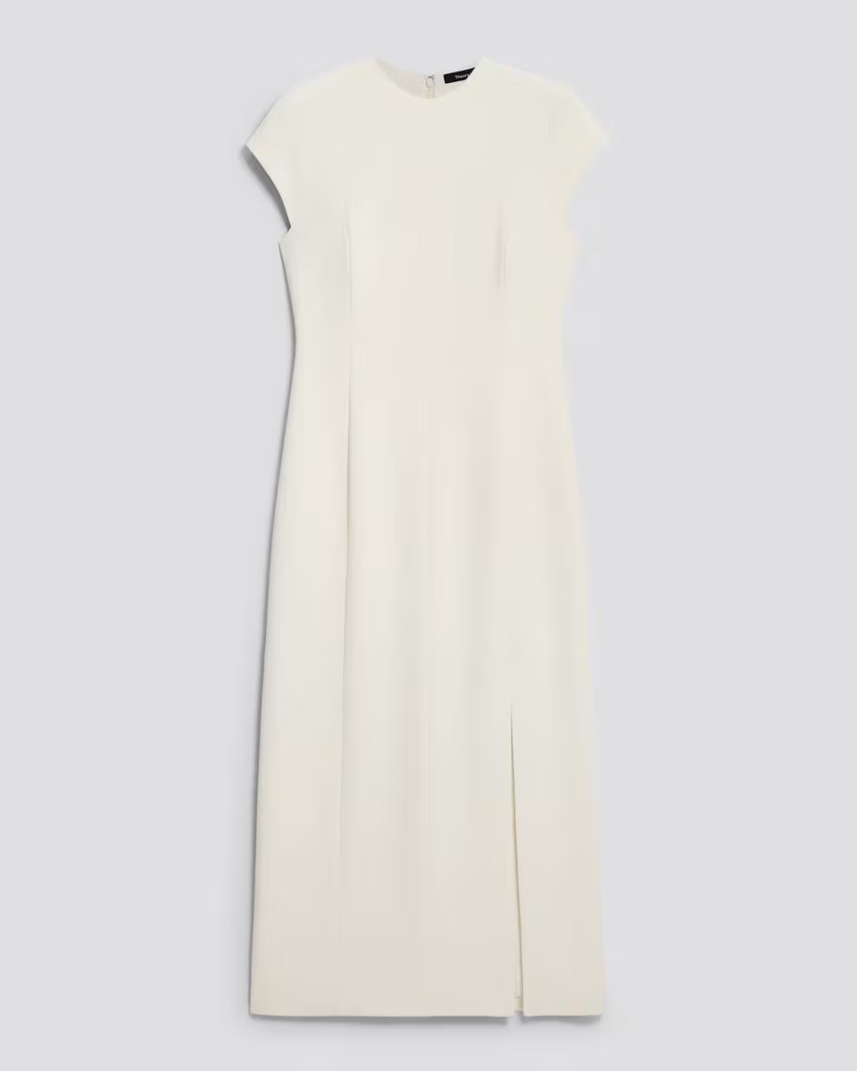 Short-Sleeve Midi Dress in Admiral Crepe