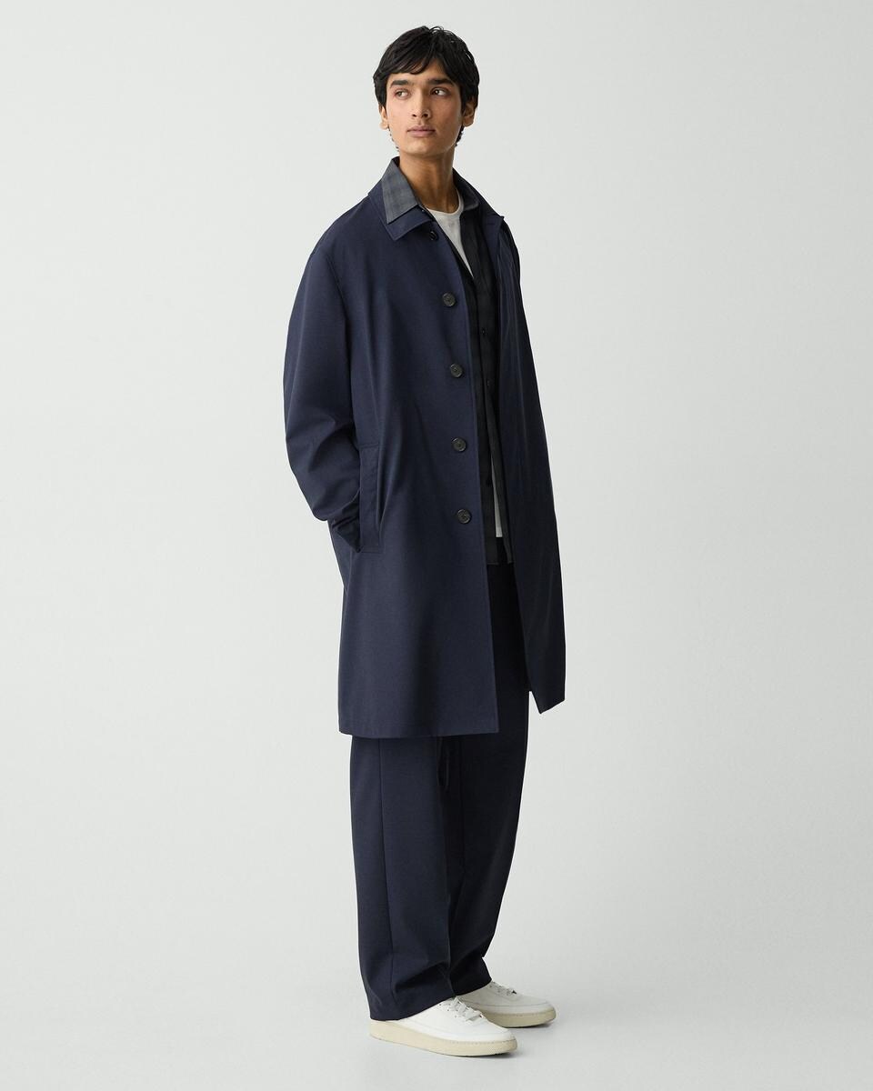 Single-Breasted Overcoat in Stretch Wool